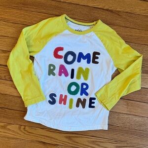 Kids 'Come Rain Or Shine' Yellow Raglan Long-Sleeve Tee Mini Boden